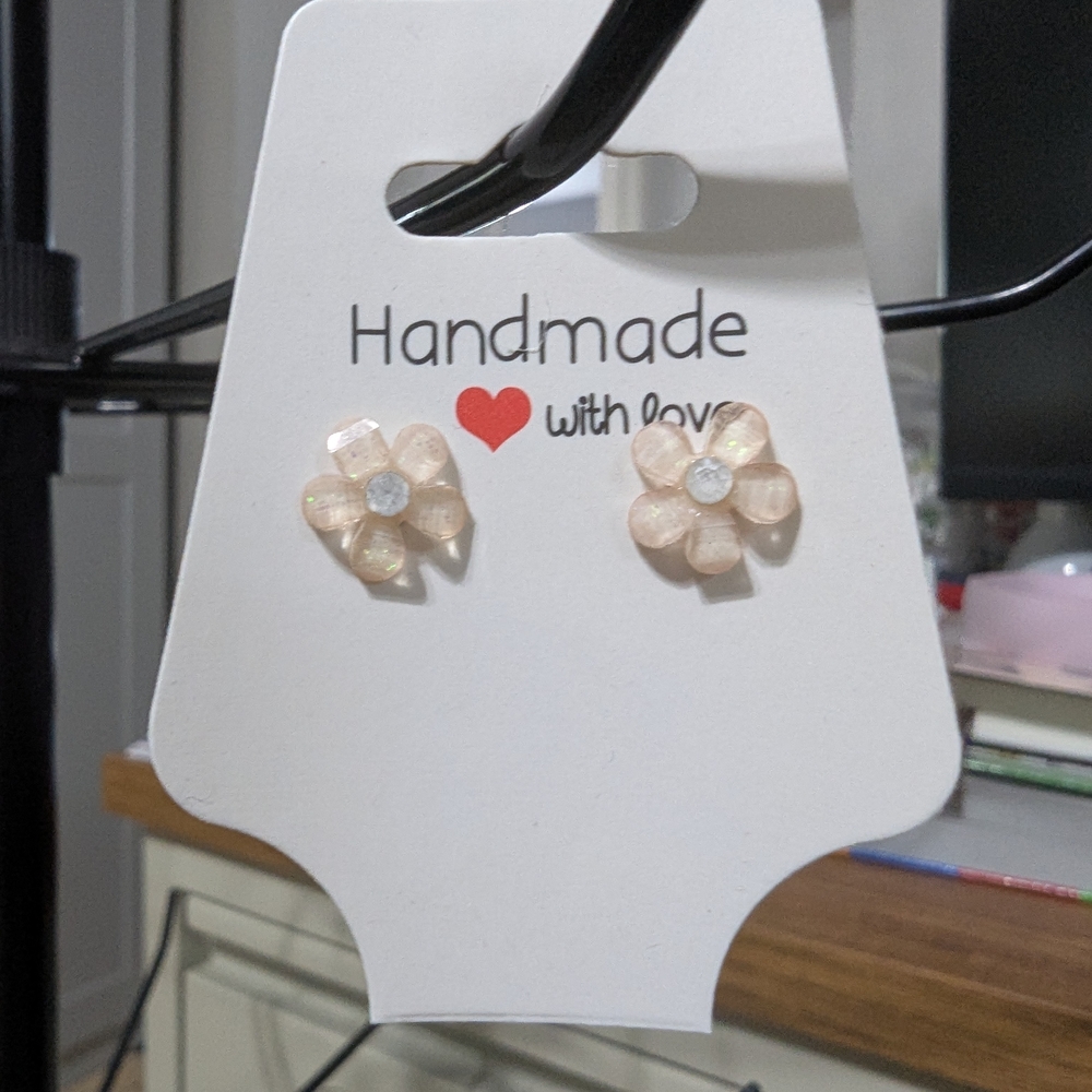 Handmade Flower Earrings - Pink